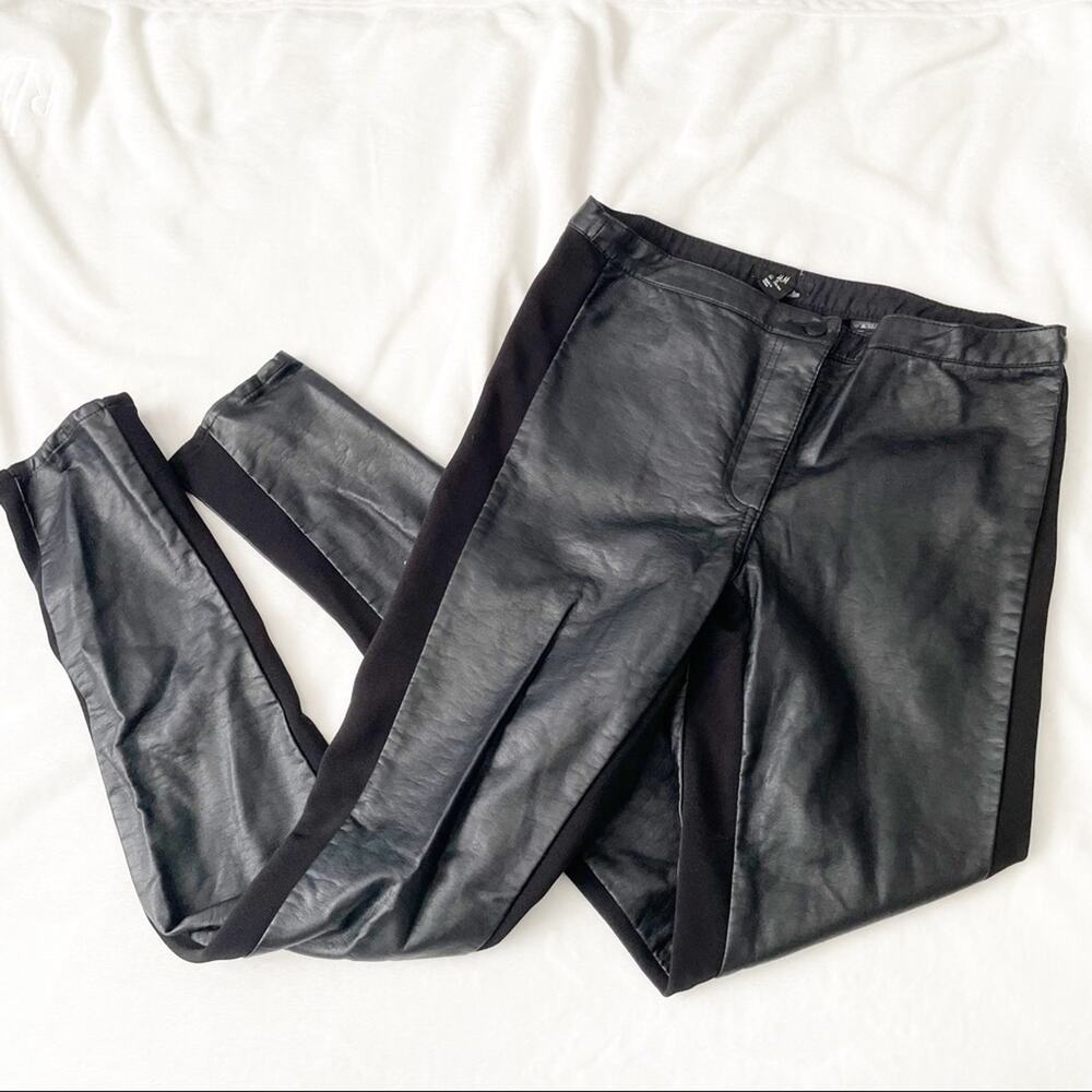 H&M black faux leather skinny pants size 10 NWT